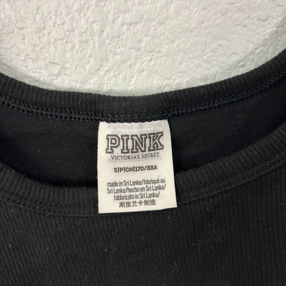 PINK Embroidered Flower Cropped Tank Top Shelf Bra Floral - Picture 7 of 8